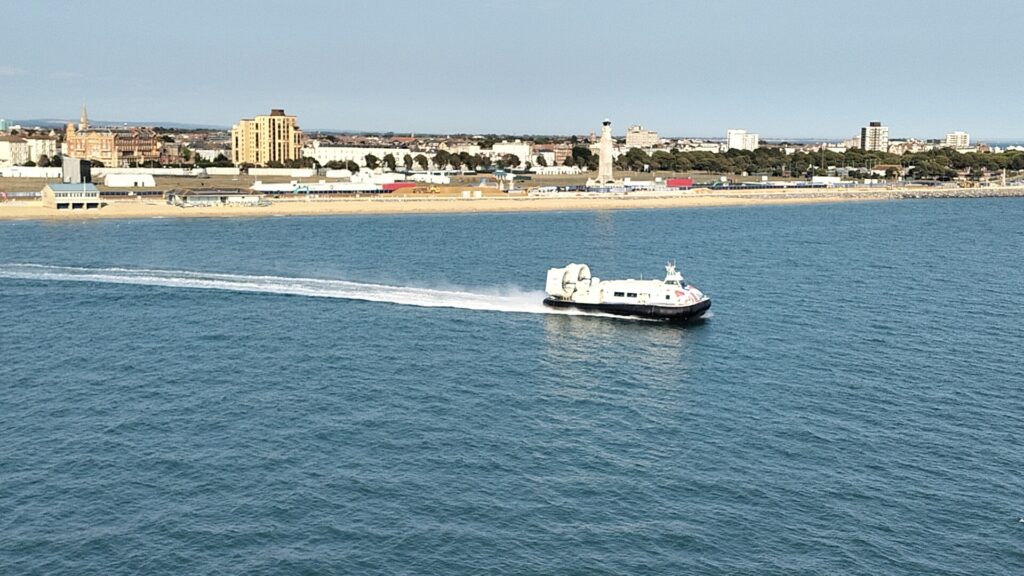 Hovertravel hovercraft near Southsea beach