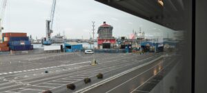 Naval dockyard and commercial shipping in Portsmouth harbour